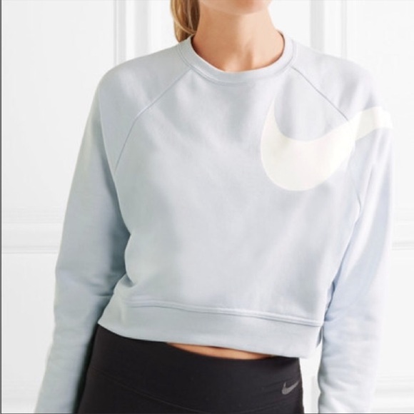 Nike Versa Cropped Jersey Sweatshirt Sky Blue XS - Picture 1 of 4